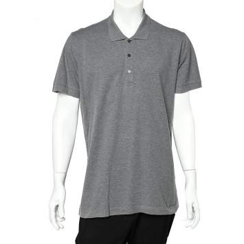 Pre Owned Dolce & Gabbana Grey Cotton Pique Polo T-Shirt 3XL