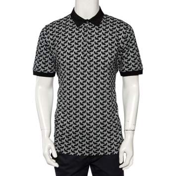 Pre Owned Dolce & Gabbana Black & Grey Cotton Pique Polo T-Shirt XXL 
