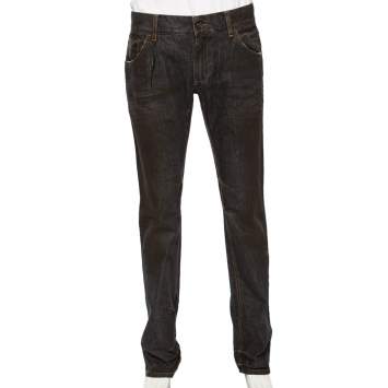 Pre Owned Dolce & Gabbana Brown Muddy Effect Denim 14 Fit Jeans L