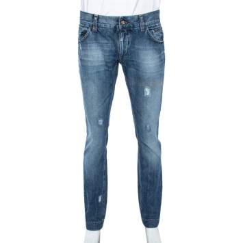 Pre Owned Dolce & Gabbana Blue Stone Washed Distressed Denim 14 Fit Jeans L