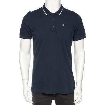 Pre Owned Dolce & Gabbana Navy Blue Cotton Pique Polo T-Shirt XL