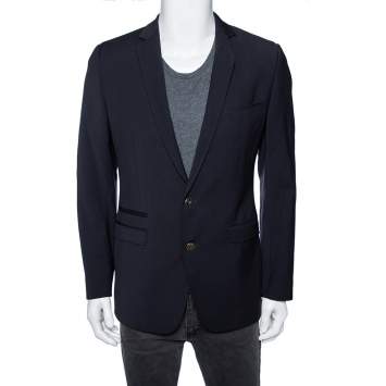 Pre Owned Dolce & Gabbana Navy Blue Wool Single Breasted Brad Blazer M