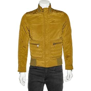 Pre Owned Dolce & Gabbana Olive Green Synthetic Zip Front Jacket XS