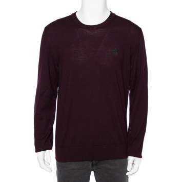 Pre Owned Dolce & Gabbana Burgundy Wool Embroidered Crown Detailed Jumper XXL 