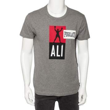 Pre Owned Dolce&Gabbana Grey Pugilato Muhammed Ali Print Short Sleeve T-Shirt XS
