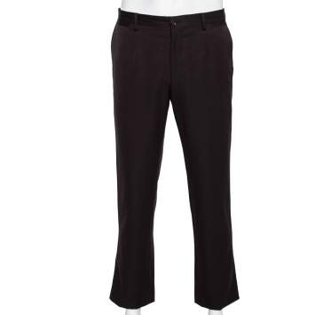 Pre Owned Dolce & Gabbana Dark Brown Wool Formal Pants M