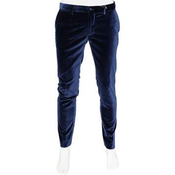 Pre Owned Dolce & Gabbana Blue Velvet Tapered Leg Trousers M