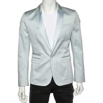 Pre Owned Dolce & Gabbana Blue Cotton Button Front Blazer S