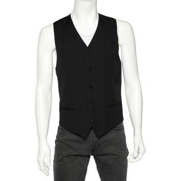 Pre Owned Dolce & Gabbana Black Wool Vest M
