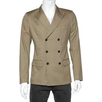 Pre Owned Dolce & Gabbana Beige Cotton Double Breasted Blazer M 