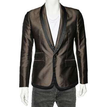Pre Owned Dolce & Gabbana Brown Polka Dotted Wool Single Breasted Blazer M 