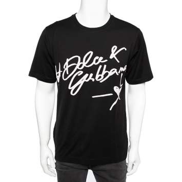 Pre Owned Dolce & Gabbana Black Logo Printed Cotton Short Sleeve T-Shirt S