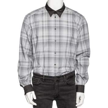 Pre Owned Dolce & Gabbana Grey Checkered Cotton Gold Label Shirt XXXL 