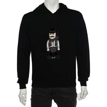 Pre Owned Dolce & Gabbana Black Cowboy Applique Detail Cotton Hoodie S