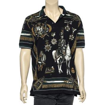 Pre Owned Dolce & Gabbana Multicolor Printed Cotton Polo T-Shirt XXXL