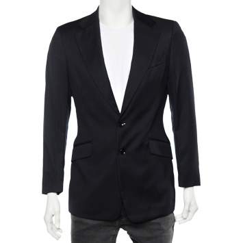 Pre Owned D&G Navy Blue Pinstripe Wool Button Front Blazer S