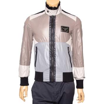 Pre Owned Dolce & Gabbana Colorblock Synthetic & Rib Knit Trimmed Jacket S