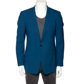 Pre Owned Dolce & Gabbana Blue Wool Single Breasted Gold Label Blazer M