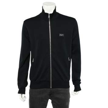 Pre Owned Dolce & Gabbana Black Cotton Knit Zip Front Jacket XL