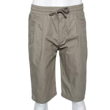 Pre Owned Dolce & Gabbana Olive Green Cotton Elasticized Waist Bermuda Shorts M
