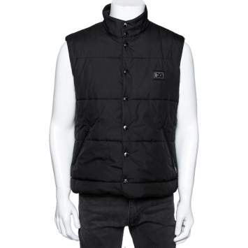 Pre Owned Dolce & Gabbana Black Synthetic Sleeveless Puffer Jacket L