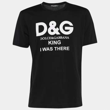 Pre Owned Dolce & Gabbana Black Jersey King Logo Print T-Shirt L
