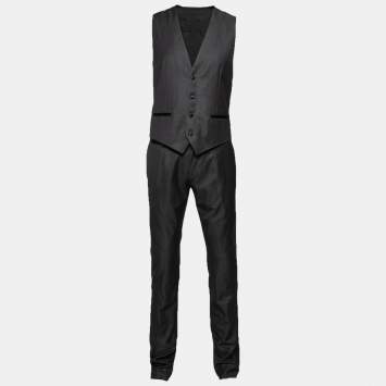 Pre Owned Dolce & Gabbana Grey Wool Trouser Vest Suit M