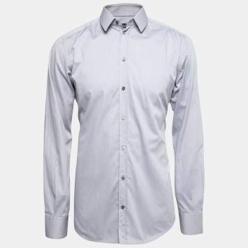 Pre Owned Dolce & Gabbana Blue Cotton Striped Button Down Shirt L