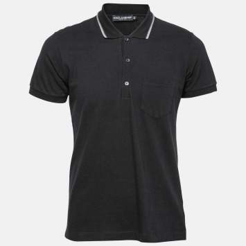 Pre Owned Dolce & Gabbana Black Cotton Polo T-Shirts XL