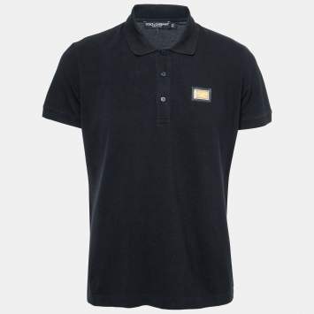 Pre Owned Dolce & Gabbana Dark Blue Cotton Polo T-Shirt XL
