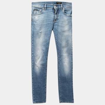 Pre Owned Dolce & Gabbana Blue Denim Skinny Jeans M Waist 33"