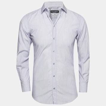 Pre Owned Dolce & Gabbana Blue/Red Striped Cotton Button Front Gold Label Shirt S
