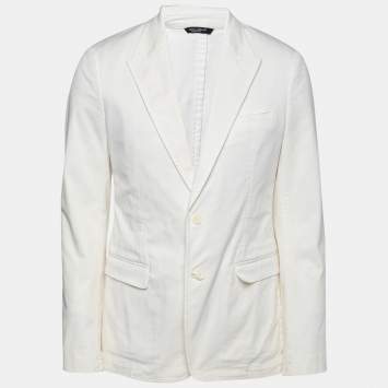 Pre Owned Dolce & Gabbana Off White Cotton Single Breasted Blazer XL