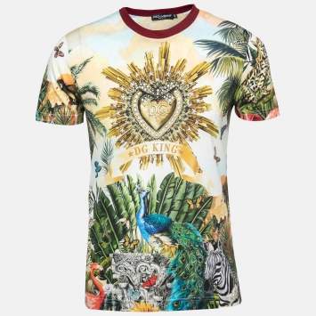 Pre Owned Dolce & Gabbana  Multicolor Giardino Printed Cotton Crewneck T-Shirt M