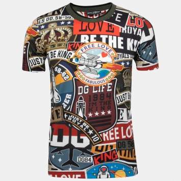 Pre Owned Dolce & Gabbana Multicolor Army Collection Printed Cotton Crewneck T-Shirt S
