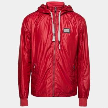 Pre Owned Dolce & Gabbana Red Synthetic Zip-Front Jacket M 