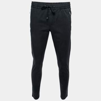 Pre Owned Dolce & Gabbana Black Cotton Jogger Pants S Waist 28"