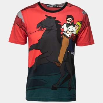 Pre Owned Dolce & Gabbana Multicolor Printed Crewneck T-Shirt S 