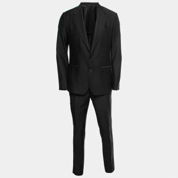 Pre Owned Dolce & Gabbana Black Crepe Wool Tailored Sicilia Suit M 