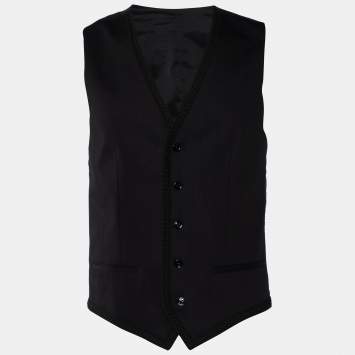 Pre Owned Dolce & Gabbana Black Cotton Trim Detail Vest M