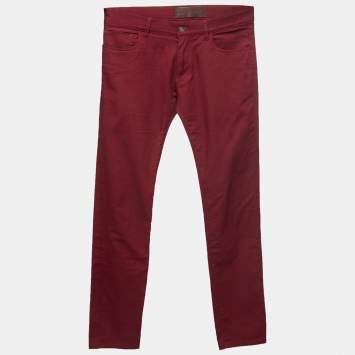 Pre Owned Dolce & Gabbana Burgundy Denim 14 Stretch Jeans L Waist 34"