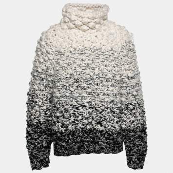 Pre Owned Dolce & Gabbana White & Black Wool Knitted Sweater M