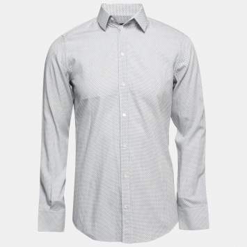 Pre Owned Dolce & Gabbana White & Black Polka Dotted Cotton Shirt M