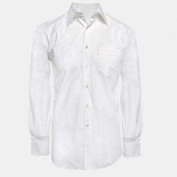 Pre Owned Dolce & Gabbana Ecru Cotton Button Front Shirt M