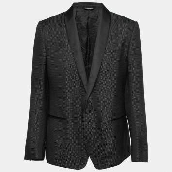 Pre Owned Dolce & Gabbana Black Dotted Jacquard Martini Blazer 2XL