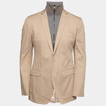 Pre Owned Dolce & Gabbana Beige Cotton Zip-Up Sweater Insert Blazer M