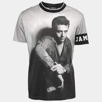 Pre Owned Dolce & Gabbana Grey Cotton James Dean Printed Short Sleeve T-Shirt XL