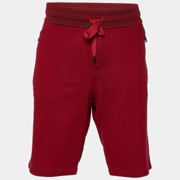 Pre Owned Dolce & Gabbana Burgundy Cotton Knit Shorts XXL