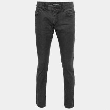 Pre Owned Dolce & Gabbana Dark Grey Faded Denim Jeans S Waist 31"