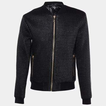 Pre Owned Dolce & Gabbana Black Quilted Synthetic Zip Front Jacket XXL